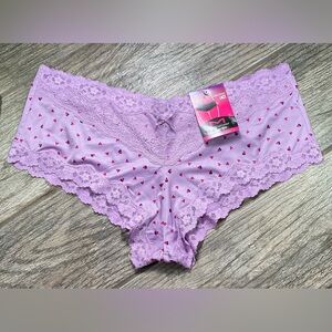 New Maidenform Luxurious Lace Hipster Panties Size 2XL/9 Lavender Heart Design